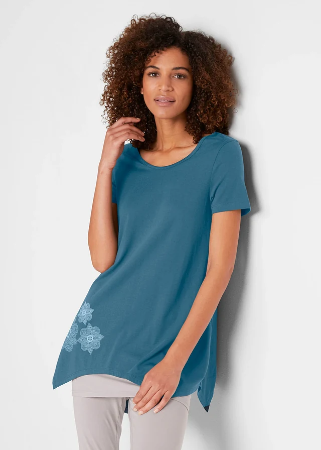 Tricou sport • verde-petrol înflorat • magazin bonprix