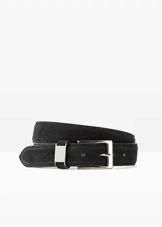 Leren riem • zwart-staalgrijs • bonprix online shop