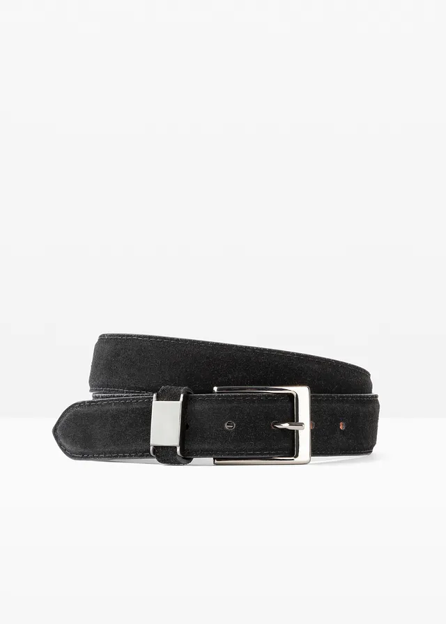 Leren riem • zwart-staalgrijs • bonprix online shop