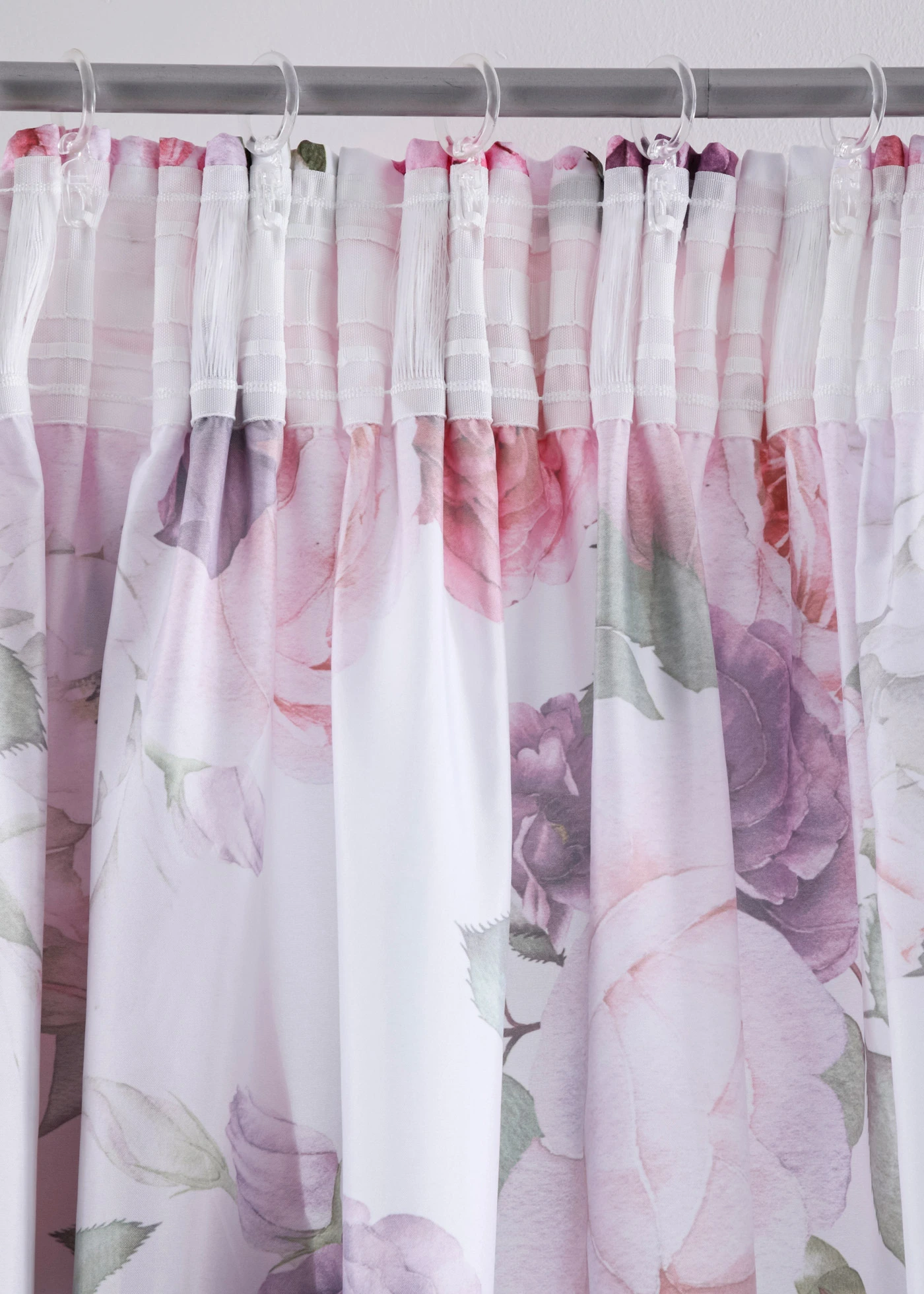 Microvezel gordijn met bloemenprint (2-delige set) • wit-bessen-paars • bonprix online shop