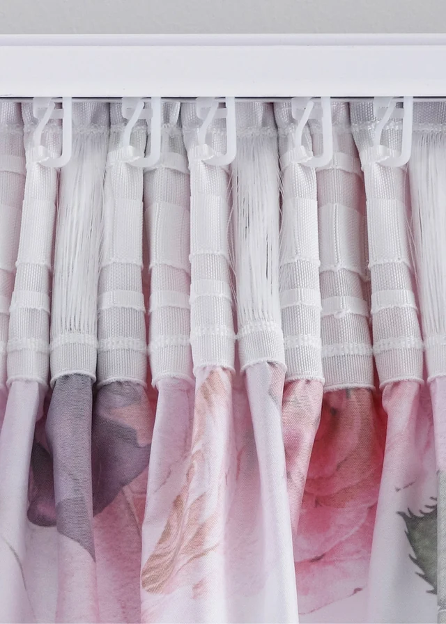 Rideau en microfibre facile d’entretien (2 pces), Couleur: prune-blanc-violet à fleurs