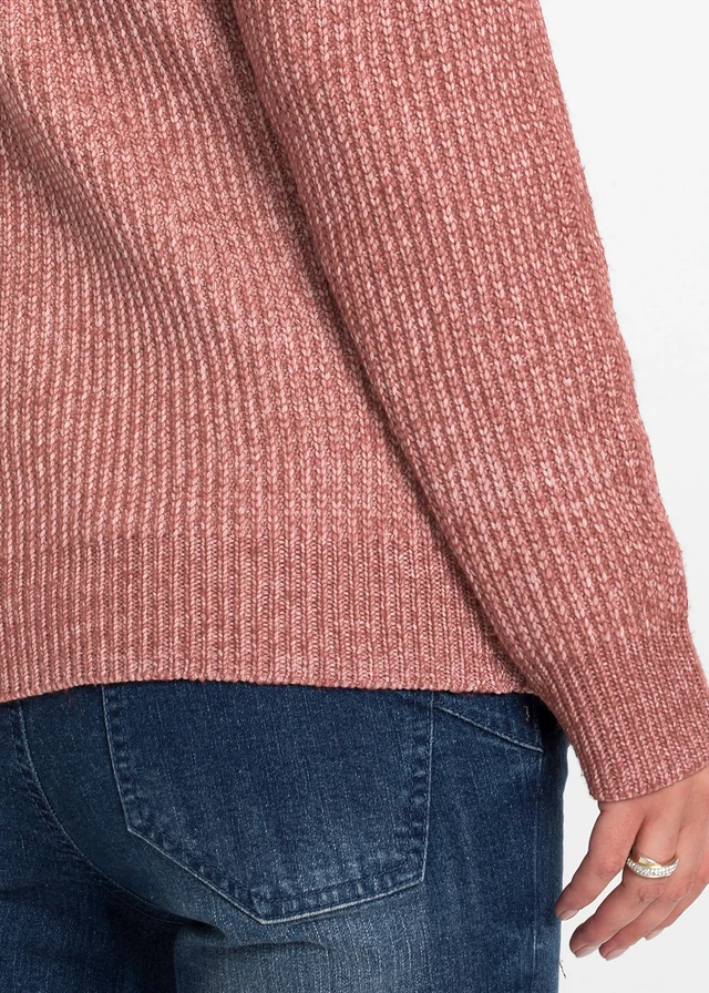 Oversized trui met knopen • donkerroze gemêleerd • product-page.page-title-suffix