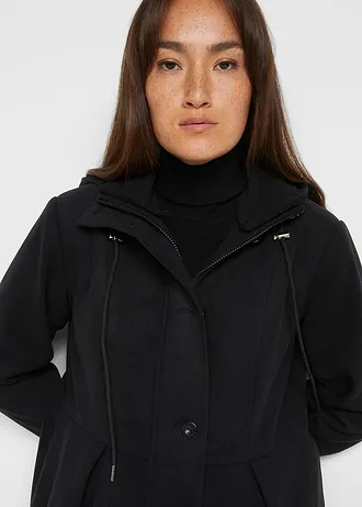 Manteau à capuche et pinces • noir • Boutique bonprix