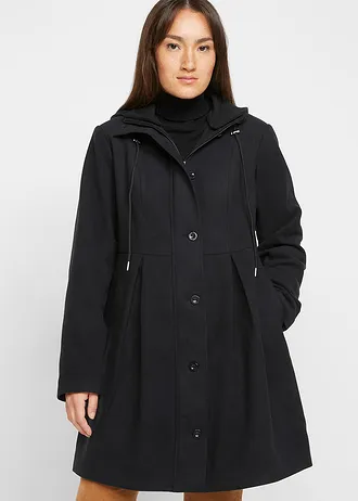 Manteau à capuche et pinces • noir • Boutique bonprix