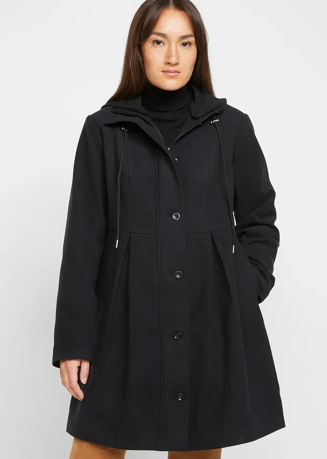 Manteau à capuche et pinces, Couleur: noir