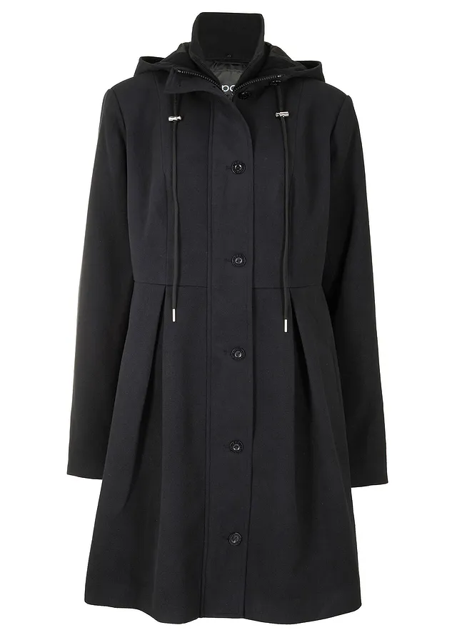 Mantou în A, cu pense şi glugă