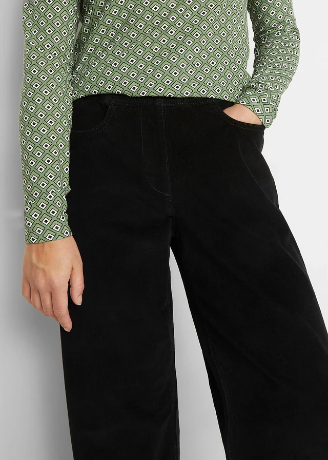 Pantalon large en velours côtelé, taille haute • noir • product-page.page-title-suffix