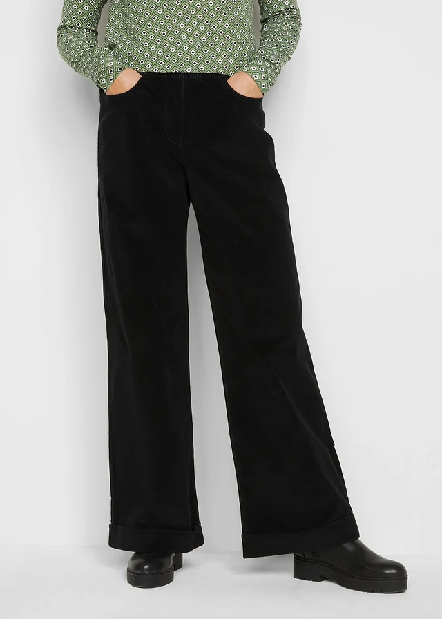 Pantalon large en velours côtelé, taille haute • noir • product-page.page-title-suffix
