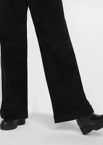 Wijde stretch Dietrich Marlene broek, high waist • zwart • bonprix online shop