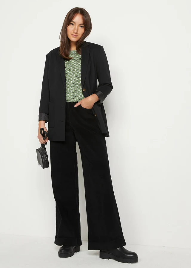 Pantalon large en velours côtelé, taille haute • noir • product-page.page-title-suffix