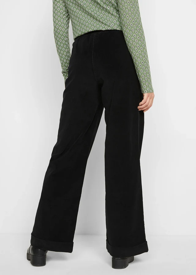 Pantalon large en velours côtelé, taille haute • noir • product-page.page-title-suffix