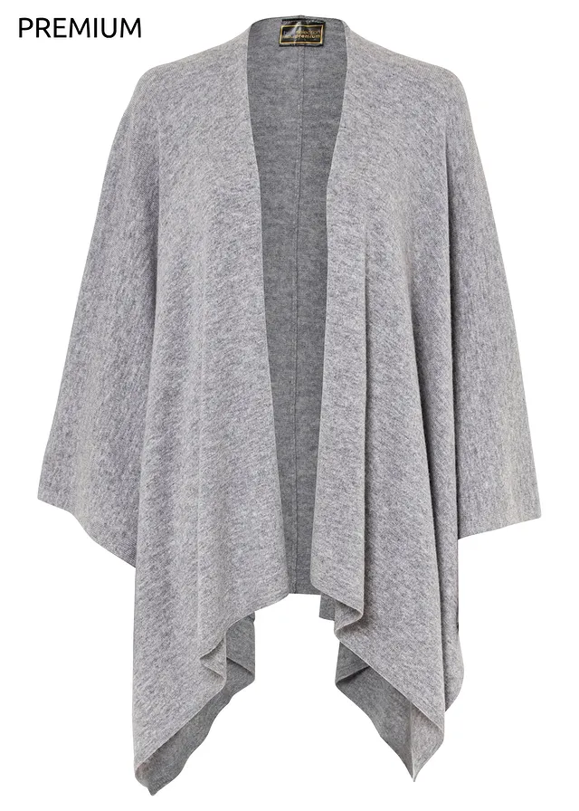 Wollen poncho met Good Cashmere Standard® • grijs gemêleerd • bonprix online shop