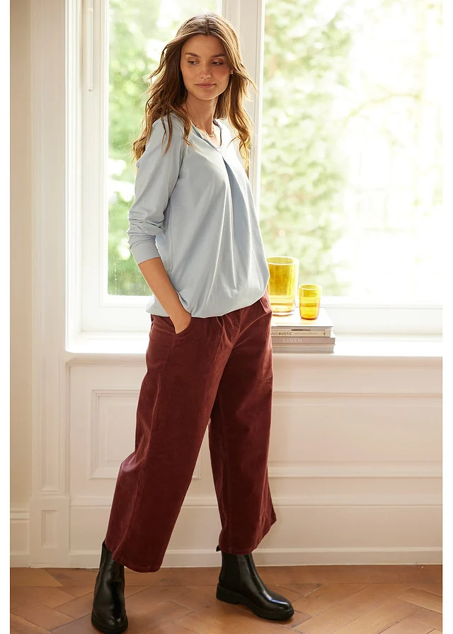 Jupe-culotte en velours côtelé stretch avec taille haute confortable, longueur 7/8 • marron café • product-page.page-title-suffix