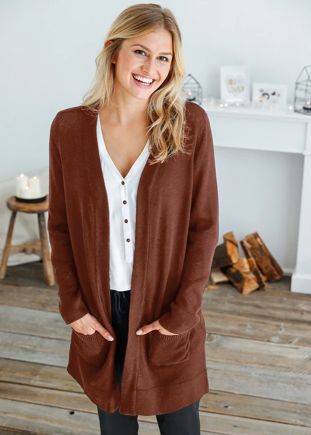 Lang vest, lange mouw • mahoniebruin • product-page.page-title-suffix