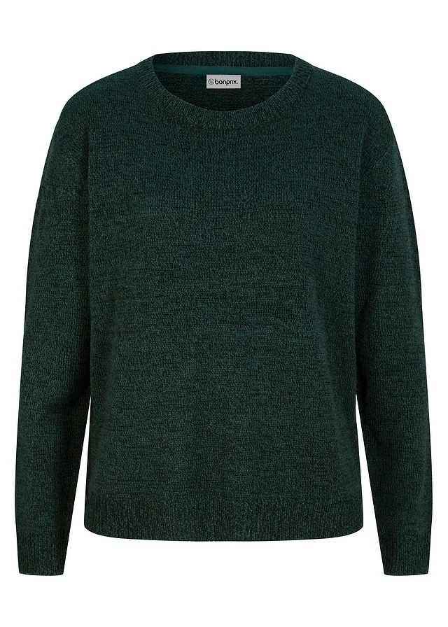 Pulover cu model melanj • verde închis • magazin bonprix