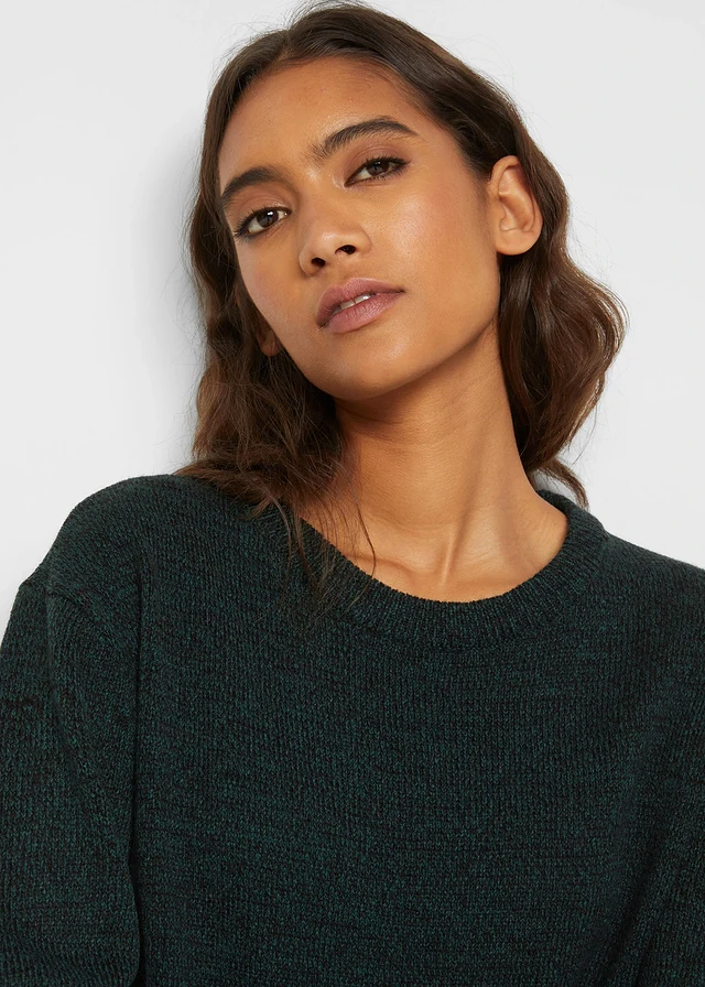 Pull en maille chinée à col rond • vert profond chiné • product-page.page-title-suffix