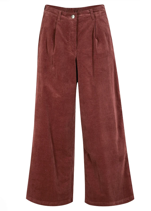 Jupe-culotte en velours côtelé stretch avec taille haute confortable, longueur 7/8