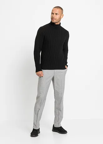 Geribde coltrui met gerecycled katoen, Kleur: zwart