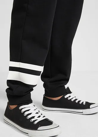 Joggingové kalhoty z měkké bavlněné směsi (2 ks v balení) • černá + světle šedý melír • bonprix obchod