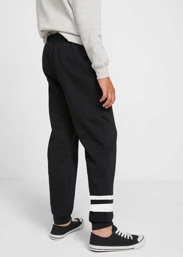Sweatpants van zachte katoenmix (set van 2), Kleur: zwart+lichtgrijs gemêleerd