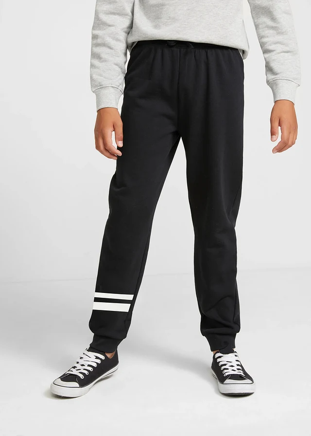 Sweatpants van zachte katoenmix (set van 2), Kleur: zwart+lichtgrijs gemêleerd