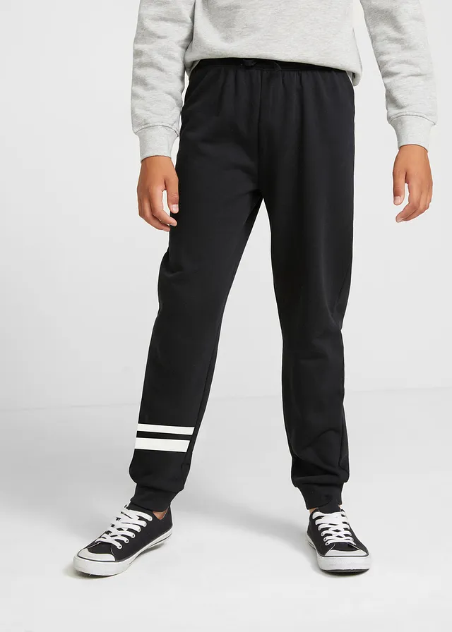 Sweatpants van zachte katoenmix (set van 2), Kleur: zwart+lichtgrijs gemêleerd