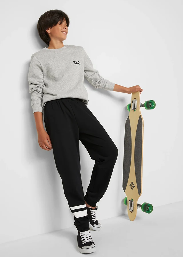 Sweatpants van zachte katoenmix (set van 2) • zwart+lichtgrijs gemêleerd • product-page.page-title-suffix