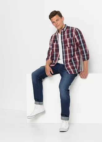 Košile v pohodlném střihu, dlouhý rukáv • javorově červená kostka • bonprix obchod