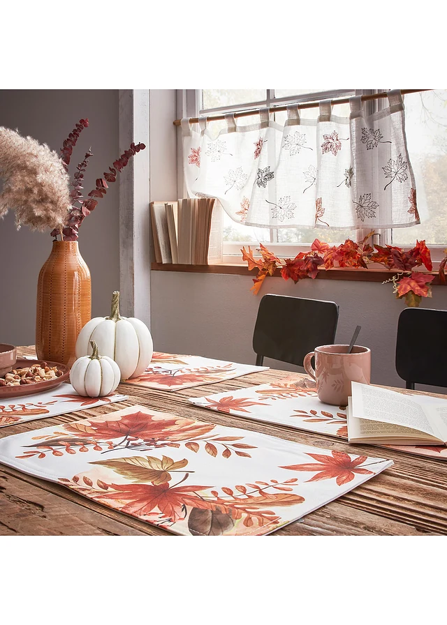Lot de 4 sets de table à imprimé feuillage • marron/blanc • product-page.page-title-suffix