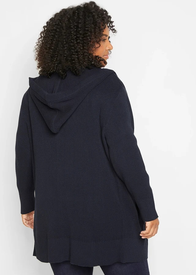 Lang gebreid vest, Kleur: donkerblauw