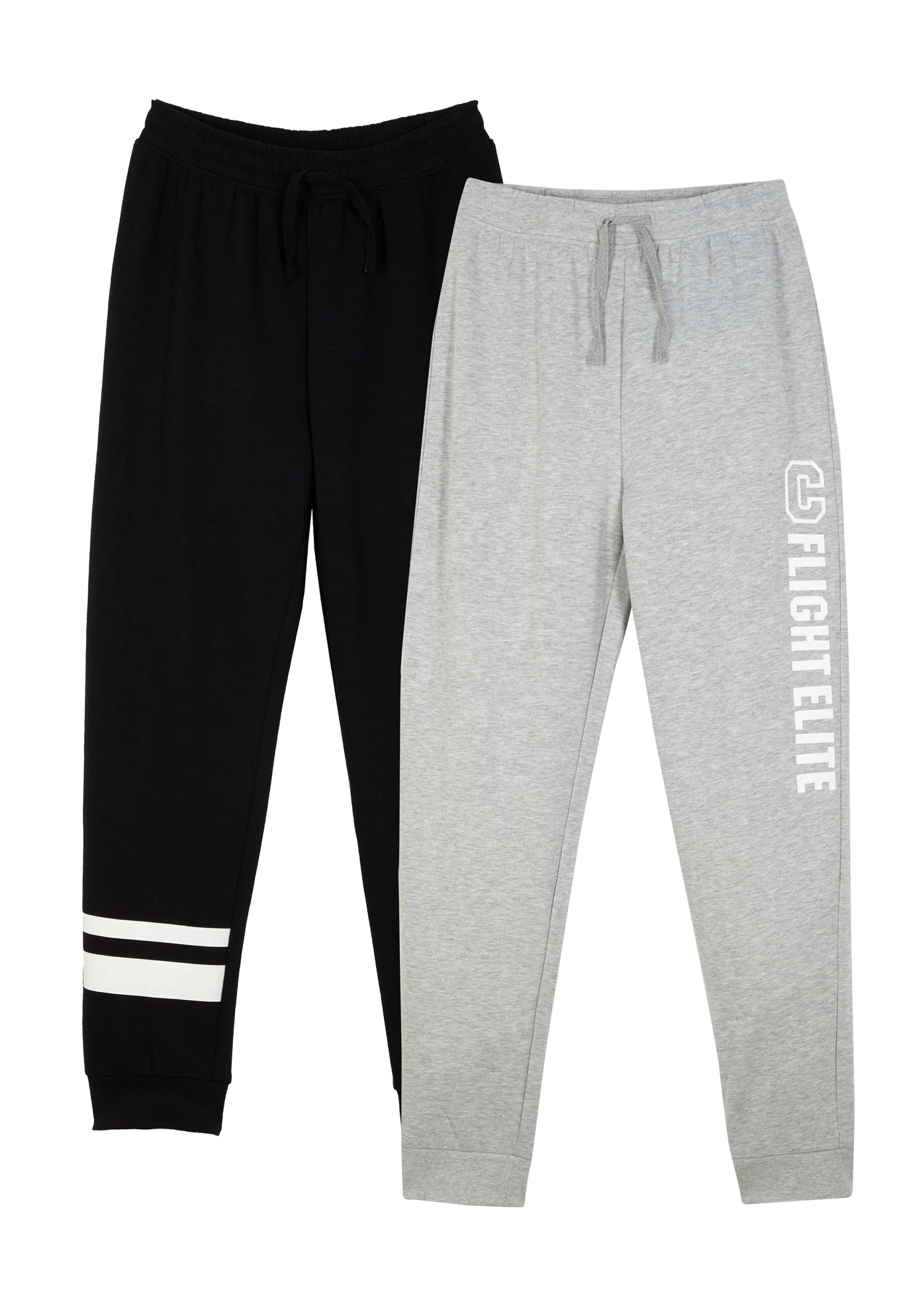 Joggingové kalhoty z měkké bavlněné směsi (2 ks v balení) • černá + světle šedý melír • bonprix obchod