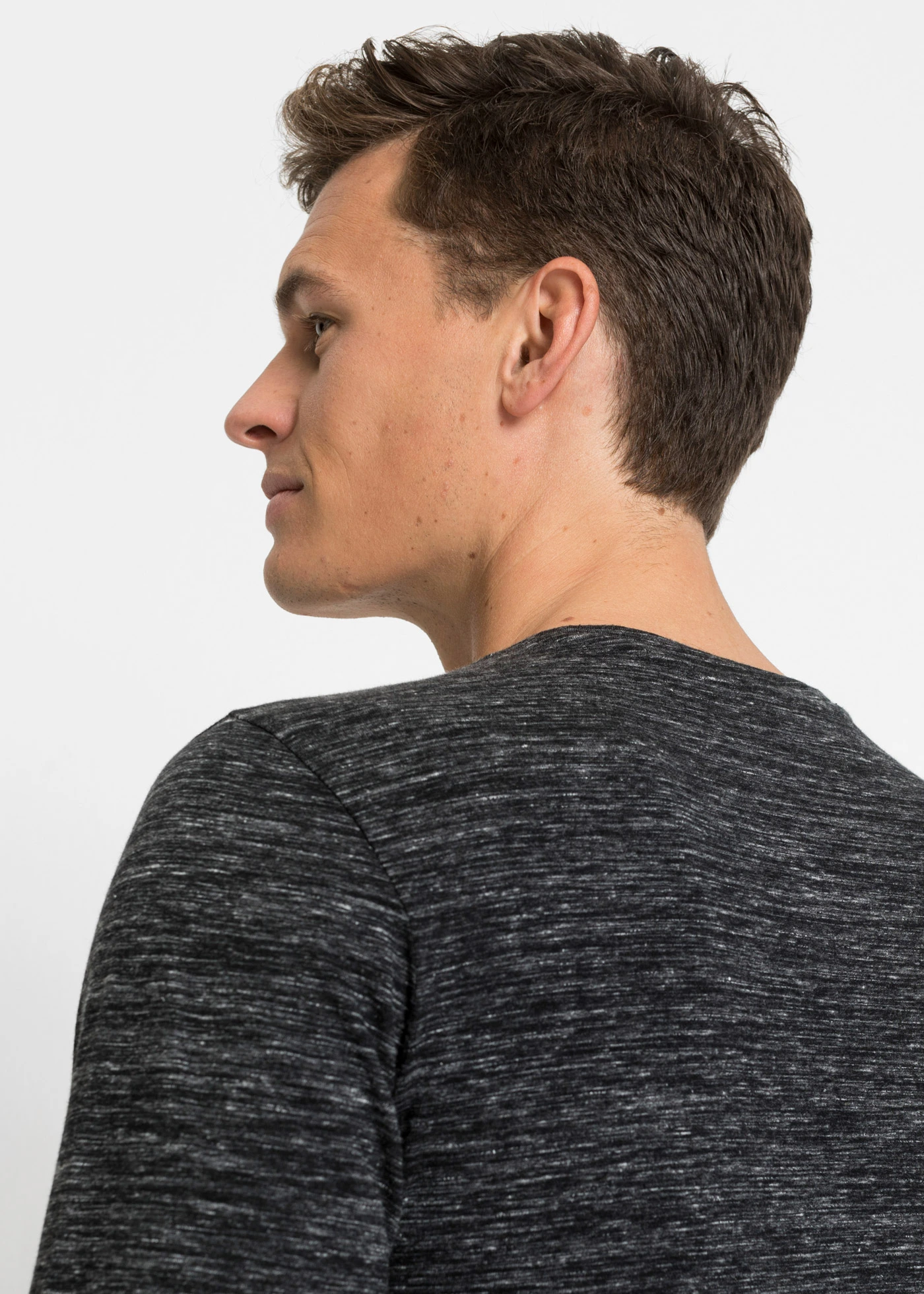 Melírované triko s dlouhým rukávem, z bavlněné směsi (3 ks v balení) • tmavě modrý melír + černý melír + šedý melír • bonprix obchod