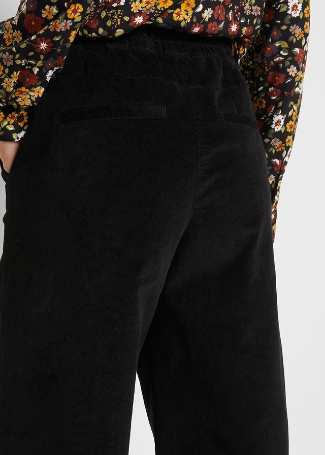 Pantalon en velours côtelé, taille haute élastiquée • noir • product-page.page-title-suffix