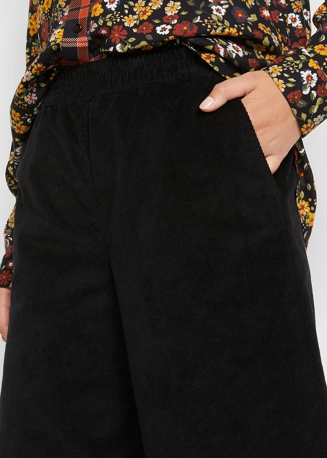 Pantalon en velours côtelé, taille haute élastiquée • noir • product-page.page-title-suffix