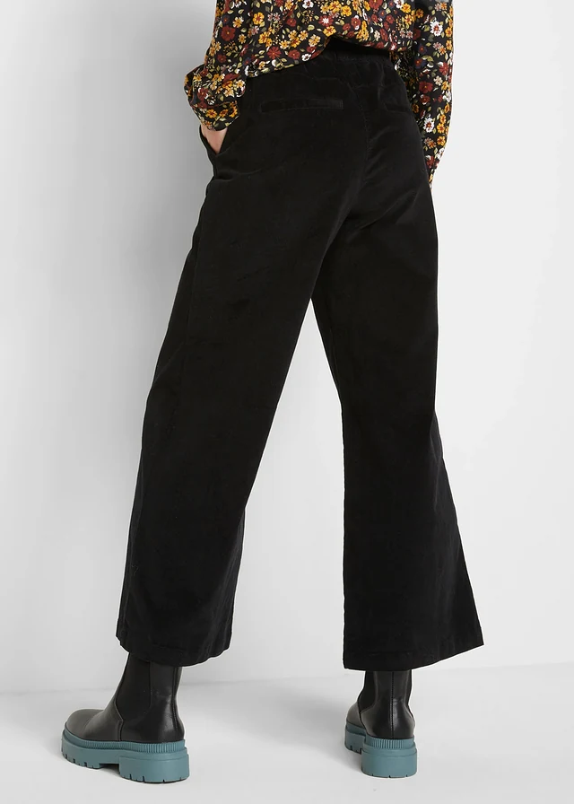Pantalon en velours côtelé, taille haute élastiquée • noir • product-page.page-title-suffix