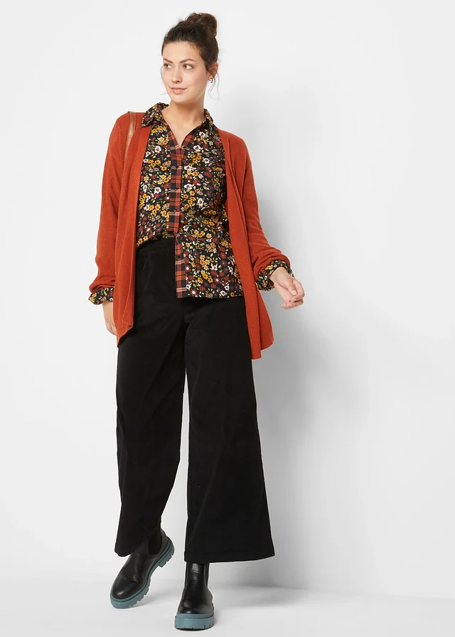 Pantalon en velours côtelé, taille haute élastiquée • noir • product-page.page-title-suffix