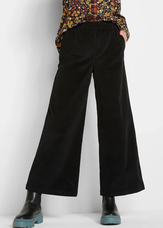 Pantalon en velours côtelé, taille haute élastiquée • noir • product-page.page-title-suffix