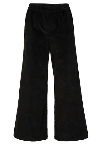 Pantalon en velours côtelé, taille haute élastiquée