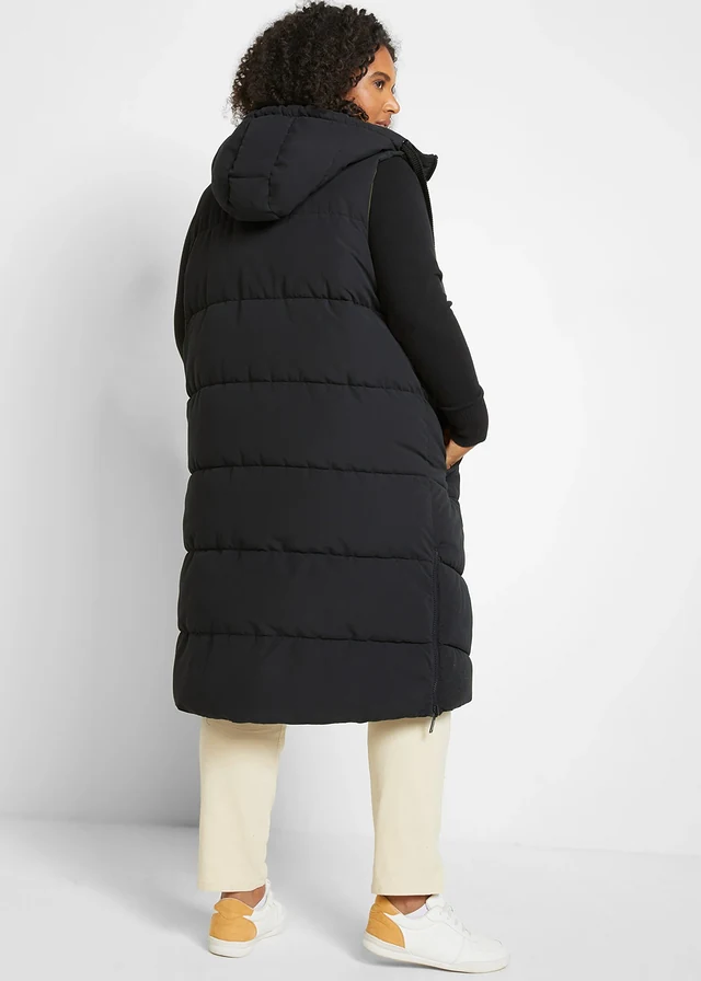 Reversibel bodywarmer van gerecycled polyester met capuchon, Kleur: zwart/donkerolijfgroen