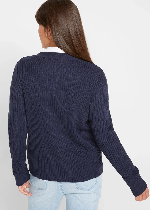 Geribt vest, Kleur: donkerblauw