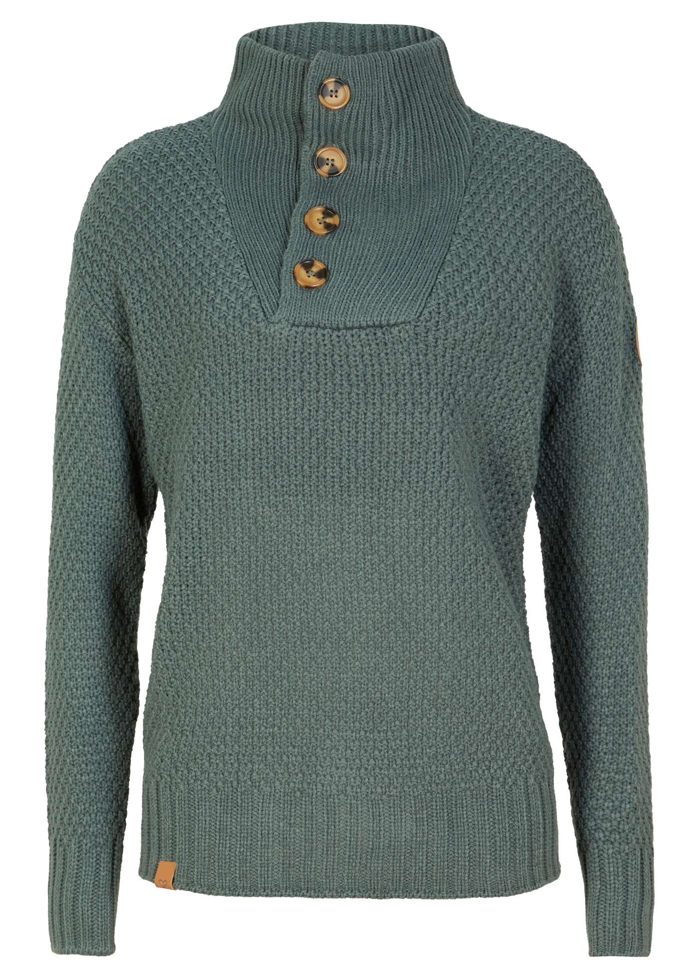 Strukturovaný svetr s límečkem na knoflíky • eukalyptově zelená • bonprix obchod