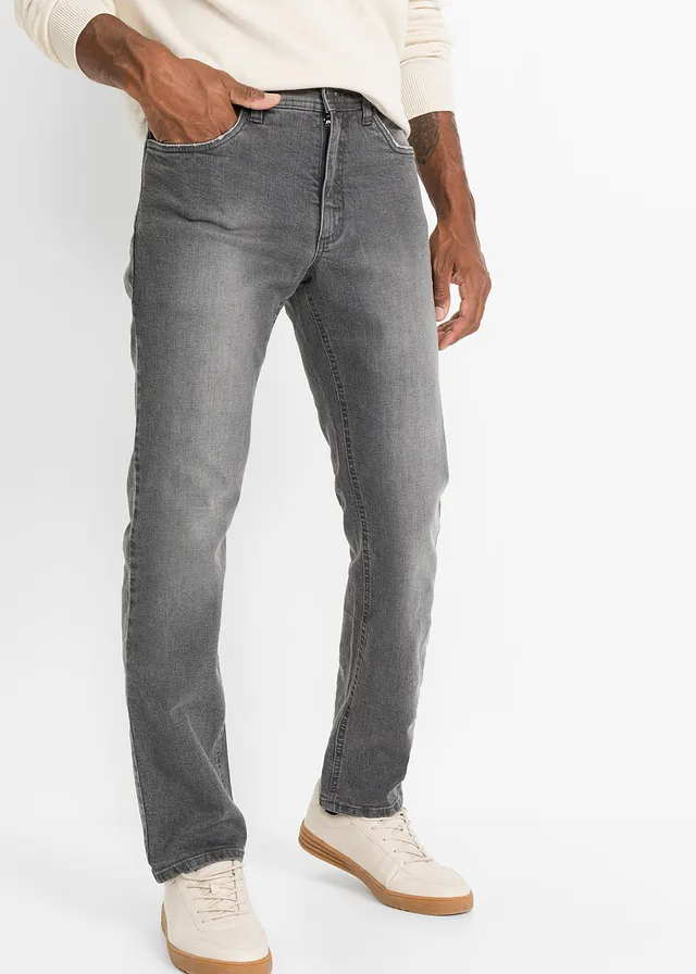 Regular fit stretch jeans met comfort fit, straight • grijs denim • product-page.page-title-suffix