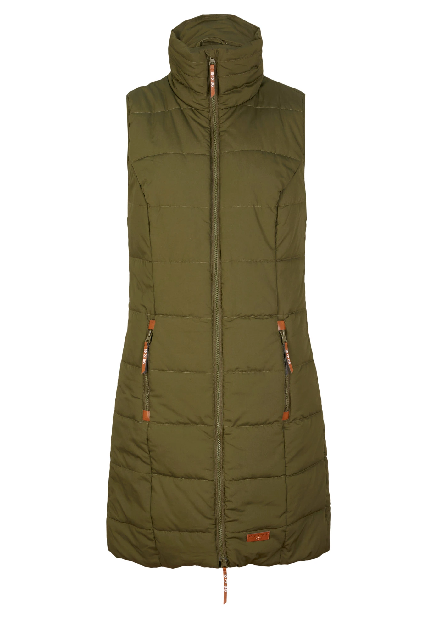 Dlouhá vesta se stojáčkem • tmavě olivová • bonprix obchod