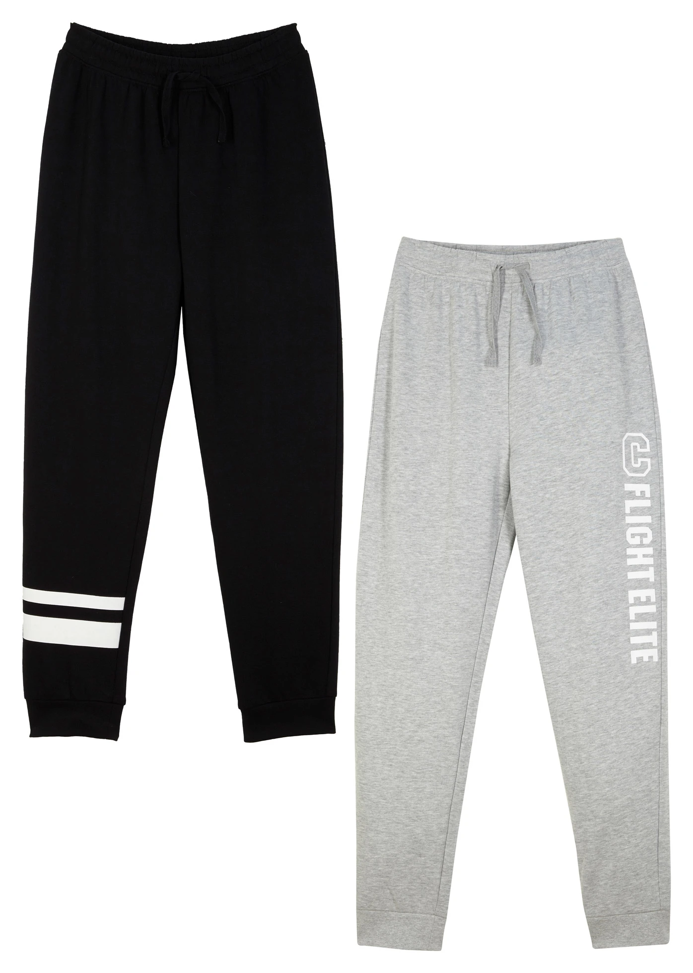 Joggingové kalhoty z měkké bavlněné směsi (2 ks v balení) • černá + světle šedý melír • bonprix obchod