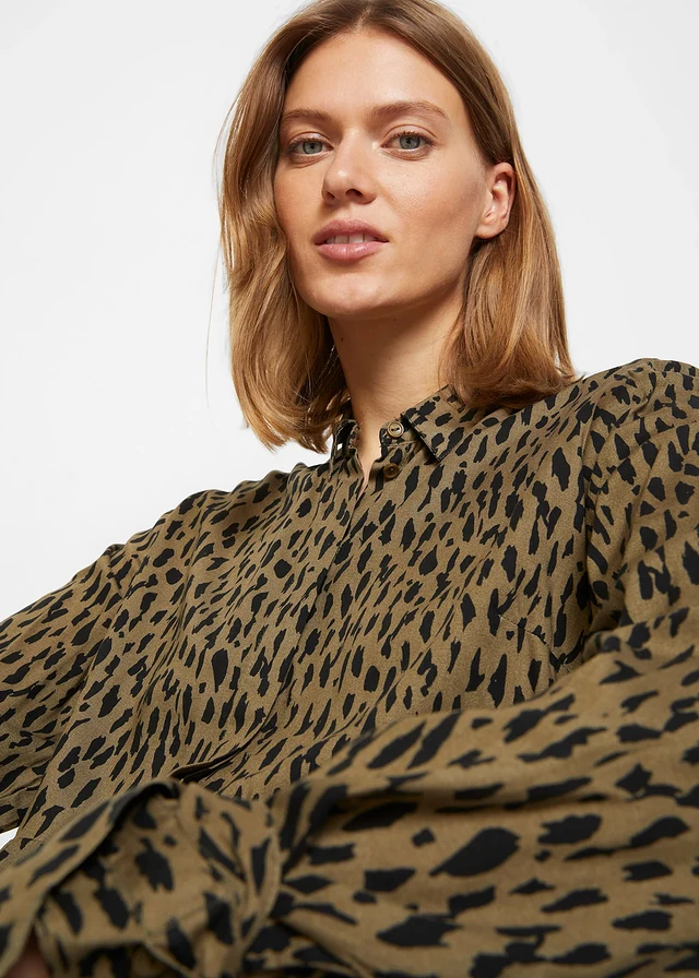 High-low blouse • zwart-olijfgroen gedessineerd • product-page.page-title-suffix