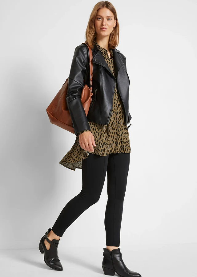 High-low blouse • zwart-olijfgroen gedessineerd • product-page.page-title-suffix