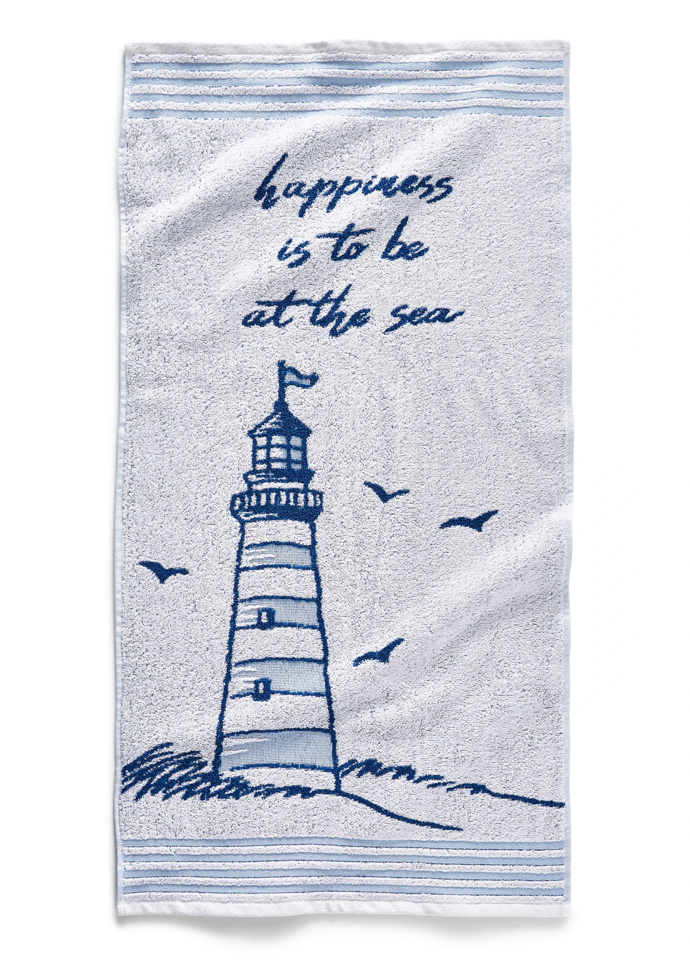 Serviette de toilette pur coton motif phare • blanc • Boutique bonprix