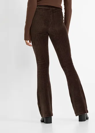 Legginsy z poszerzanymi nogawkami z imitacji sztruksu • ciemnobrązowy • sklep bonprix