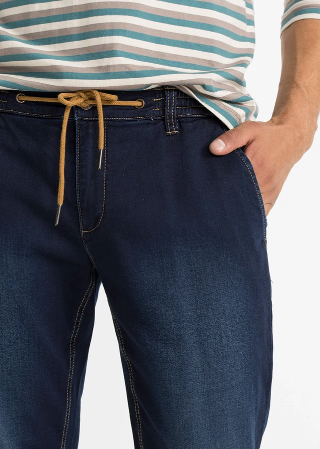 Regular fit jogging jeans met comfortband, tapered • donkerblauw denim • product-page.page-title-suffix