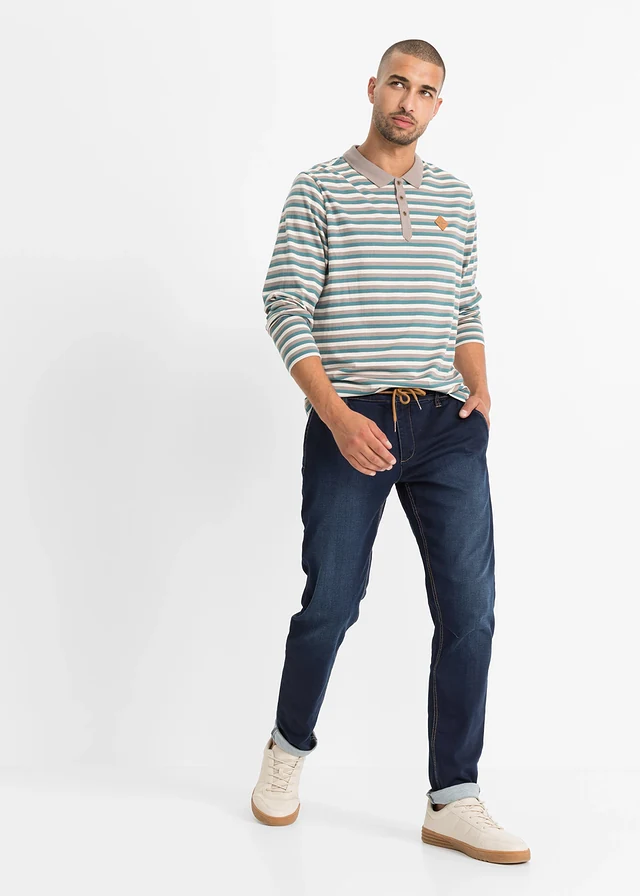 Regular fit jogging jeans met comfortband, tapered • donkerblauw denim • product-page.page-title-suffix